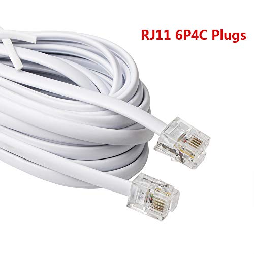 ohCome [2Pack 25Feet] Telephone Extension Cord Phone Cable Line Wire with Standard RJ-11 6P4C Plugs (White)
