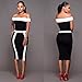 TheFound Women's Black and white Stripes Cocktail Party Evening Bodycon Dress