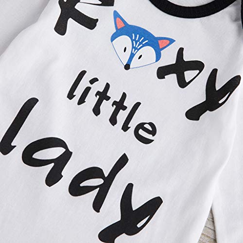 Little Story 0-24M Children's Long-Sleeved Cartoon Alphabet Fox Print Hakama + Animal Print Trousers + hat Set Toddler Kid Blue