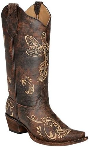 Corral Women's L5001 Dragonfly Embroidery Brown Western Boots 9 M