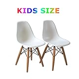 Buschman Set of Two White Eames-Style Kids Dining Room Mid Century Chair Wooden Legs Armless Chairs