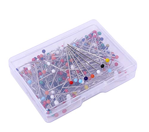 Y&YUAN 1-1/4 Inch Color Sewing Pins Ball Glass Head Straight Quilting Pins 32MM(250 Pieces)