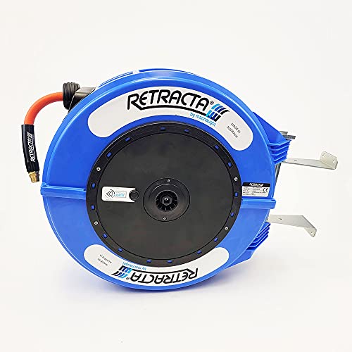 Macnaught Retractable Air/Water Hose Reel with 1/2 in. x 65 FT Hybrid Hose, 10 Year Warranty