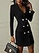 Ninimour Women V-Neck Double Breasted Blazer Dress S Black