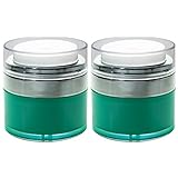 Teal Blue Airless Refillable Jar 0.50 oz / 15 ml (2 pack) keeps out bacteria and air changing oxidation from your skin care products - durable, leak proof, and shatterproof for home or travel