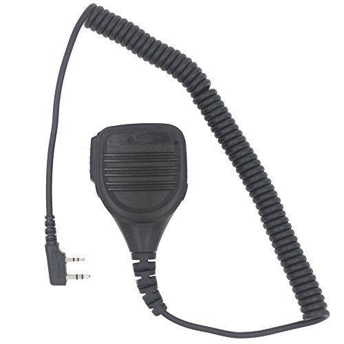 KENMAX Heavy Duty Shoulder Remote Speaker Mic Microphone with PTT for 2 Pin Kenwood Linton BaoFeng Hytera WOUXUN Radio