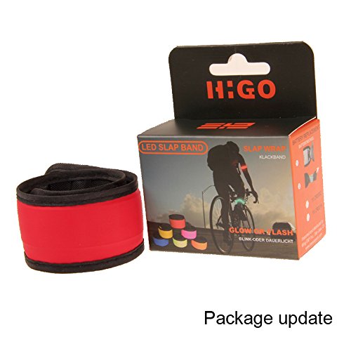 Higo LED Armband, Glow in The Dark Party Favor Led Slap Bracelets, Sports Safety Light Up Wristband for Running, Jogging, Cycling, or Walking(Red 35cm)