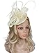 Vijiv Women Vintage Derby Fascinator Hat Pillbox Headband Feather Cocktail Tea Party, Beige, One Size