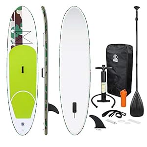 ECD Germany Tabla Hinchable Paddle Surf/Sup – Stand up Paddle Board – 308 x 76 x 10 cm – Verde -PVC- Varios Modelos – Incluye Bomba, Mochila, Aleta Desprendible, Kit de Reparación, Remo Ajustable
