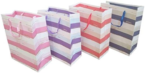 12.5”H X 10.25”W - Set of 4 Gift Bags horizontal stripes