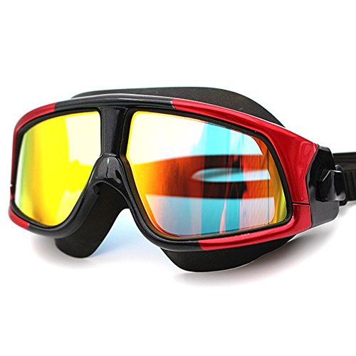 Ynport HD Silicone Seal Swimming Goggles Electroplating Anti-fog UV Protection Lens,Waterproof Comfortable Big Frame Adult Swim Glasses
