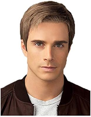 Men's Wig, Gold Brown Short Straight Synthetic Role Playing Everyday Use