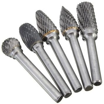 Generic 5Pcs 6Mm Shank Tungsten Carbide Burr 6 * 8Mm Head Rotary Cutter Files Set