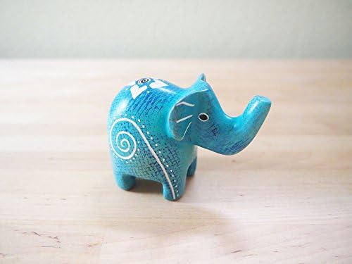 Handcrafted African Blue Speckled Soapstone Elephant Sculpture Made in Kenya, Assorted Patterns
