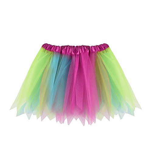 Girls Fluffy Pull-On Tulle Ballet Skirt Kids Tutu Pettiskirt Dancewear Party Dress Costumes Yamally (One Size (3-8T), Blue)