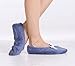 Pembrook Fuzzy Soft Coral Fleece Slippers – Light Blue - Medium (7-8) – Ballet Style with Non-Skid Sole – Faux Shearling Lining - Great Plush Slip On House Slippers for Adults, Women, Girls