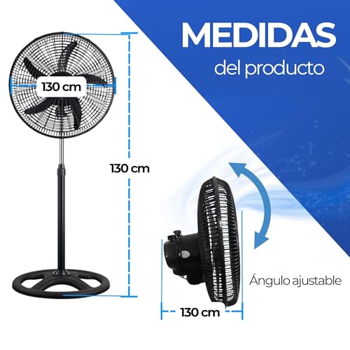 Ventilador de Pedestal, Set de 2 Piezas, Ventilador de 18 Pulgadas con 3 Velocidades, Oscilante, Altura Ajustable, Motor 55W, Facil Armado | Ecomlab