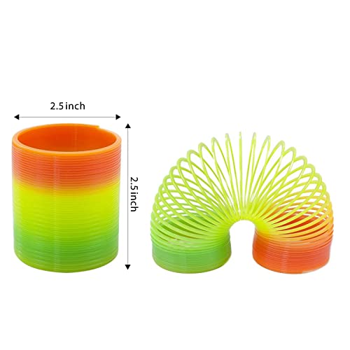 JOHOUSE Rainbow Magic Spring, 12 PCS Colorful Rainbow Neon Plastic Spring Toy Halloween Party Supplies for Boys Girls Trick Treat Gift Toys, Goodie Bag Filler for Kids