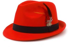HEAVYSEVEN Classic Fedora Hats for Men & Women Wide Brim Felt Hat Panama Dress Fedora Hat