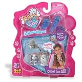 Puppy In My Pocket Blue Barrettes and Purple Ring: King Charles, Siberian Husky, Poodle