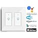 Smart WiFi Light Switch, Alexa Wall Smart Switch Phone Remote Control Wireless Touch Switch Compatible with Alexa, Google Home, Timing Function, Overload Protection, No Hub Required (2 Pack)