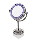Ovente MLT28C LED Battery-Operated Tabletop Vanity Mirror, 1X/5X Magnification, Chrome Plated (Health and Beauty)
