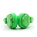 Multifunction Headphones with Radio and Micro SD Card Player, GranVela A809 Foldable Hi Definition Headset with Detachable Cable and In Line Mic for Girls, Boys,Kids and Adults -Bright Green