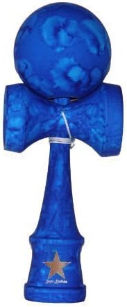 Full Marble Blue Rubberized Super Kendama, Super Sticky, Japanese Wooden Toy, Free String, USA Seller
