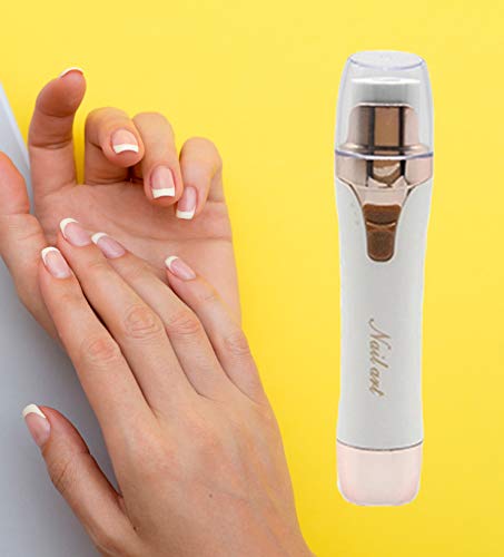 Upscale 2 in 1-Nail Buffer and Polisher, Electric Manicure Pedicure Tool to easily file and shine Fingernails and Toenails – White