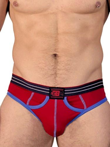 GBGB Mens Double O Opening Jock Athletic Supporter Underwear Red/Sky Small