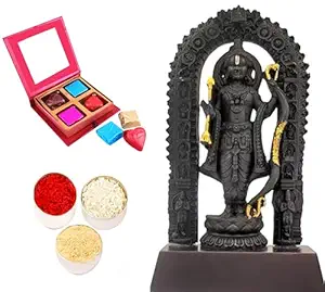Bhai dooj tikka for brother with chocolate/bhai dooj gift set for brother/bhai dooj tikka for brother/bhai dooj gift for brother-chocolate box+ram lalla idol+roli, chawal and chandan