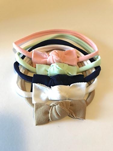 Unique Baby Girl Bow, Nylon Soft and Stretchy Headbands 5PC By OwlAdoreYou