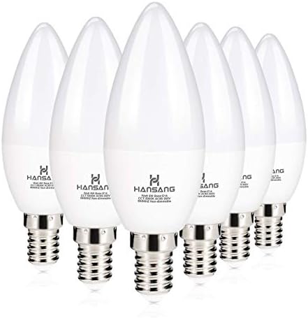 Hansang 6 Watt LED Candle Light Bulb,60 Watt Equivalent,E14 Small Screw Candle Base,C37 Bulbs,600 LM,High CRI,Daylight 5000K, 220° Beam Angle,Non-Dimmable Pack of 6
