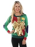 Tipsy Elves Women's Sweater - Cute Wrapping Paper Christmas Sweater
