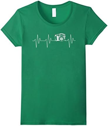 Heartbeat Camera Shirt - Camera - Photographer T-Shirt - Female XL - Kelly Green