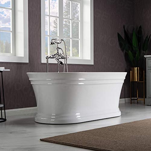 WOODBRIDGE 59" Acrylic Freestanding Bathtub Contemporary Soaking Tub