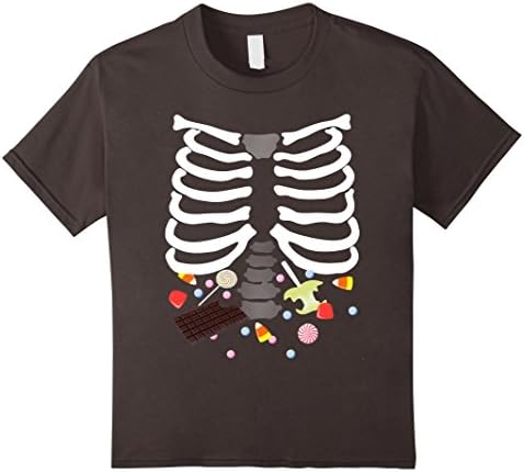 Kids Glow In The Dark Halloween Candy Ribs Graphic Tee 8 Asphalt