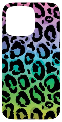 Multi-Color Rainbow Leopard Print Case for iPhone 15 Pro Max