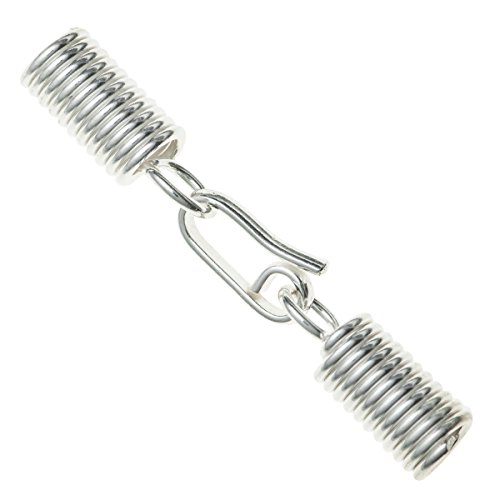 2 Sets .925 Sterling Silver Coil 3mm Leather Cap Pigtail Hook Clasp/Findings/Bright