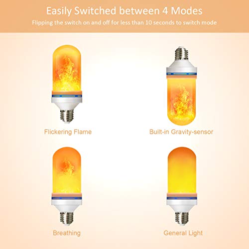 LED Flame Effect Light Bulbs, Calmsen E26 E27 Flickering Fire Light Bulbs with 4 Modes, 5W Flame Bulb for Christmas, Home Decor, Party, Restaurant, Outdoor - 2 Pack - Thumbnail 3