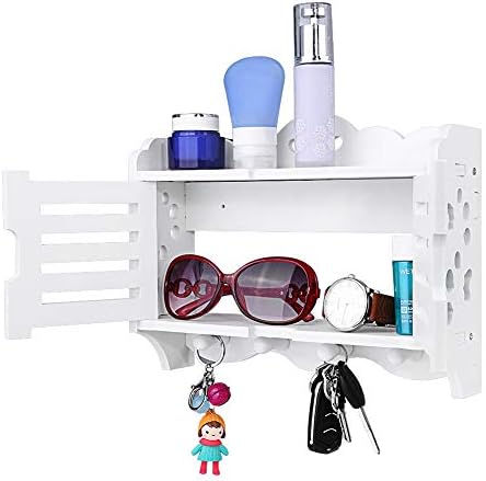 Cupboard Key Holder, Key Rack Organizer for Entryway,Wall-Mounted Key Hooks with 2 Doors and 8 Hooks