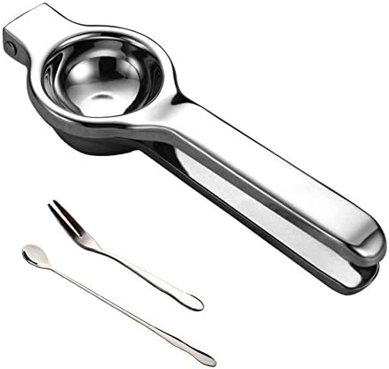 Wellcn Lemon Squeezer-FDA Proved Manual Juicer,18/8 Stainless Steel Lemon Press with a Premium Spoon, Fork-Silver