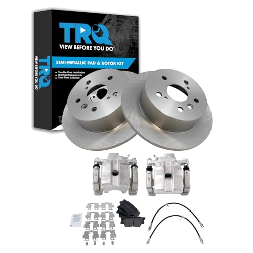 TRQ Rear Brake Pad and Rotor Set Semi Metallic Rotors Calipers Compatible with…