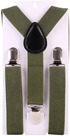 EDENKISS Kids and Baby's Quality Elastic Adjustable Multi Color Clip-on Suspenders (Olive)