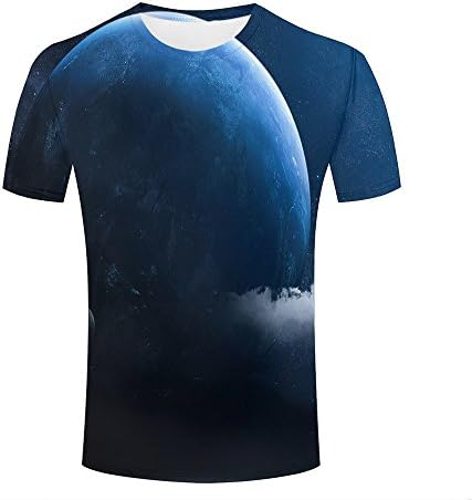 Men's Novelty 3D Graphic Printed T Shirts Blue Planet The coloud Summer Short Sleeve T-Shirt Tops L