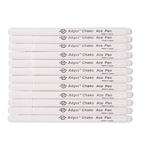 Air Erasable Fabric Marking Pen Disappearing Ink Makring Pen Fabric Marker Water Soluble Ink for Embroidery Cross Stitch Handicarft Needlework Quilting Tracing and Stitching, White Ink, Pack of 12