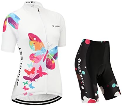 JUNGLEST Women's cycling jersey and shorts set,short sleeve,padded Chest 38'-40'