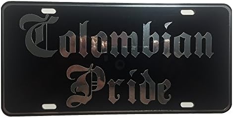 CustoMonsterDesigns Colombian Pride Chrome Mirror Silver Vinyl on Black Mirror License Plate