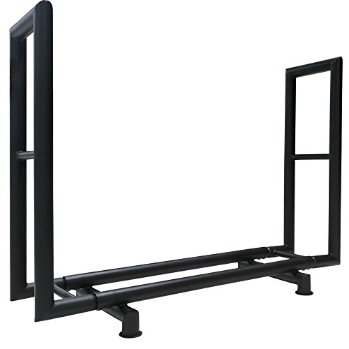Titan Outdoors Rectangular Heavy Duty Outdoor Log Rack | 4 Feet, Black