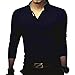 8sanlione Mens Slim Fit V-Neck Tee Short-Sleeve/Long Sleeve Polo Casual T- Shirts(Medium,L-Black)